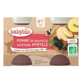 BABYBIO - Purée de pomme et myrtille, dès 4 mois - 2x130g