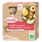 BABYBIO - Goûter bébé Pomme, poire, pêche, de 6 à 12 mois - 4x90g