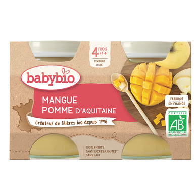 BABYBIO - Purée de pomme et mangue, dès 4 mois - 2x130g