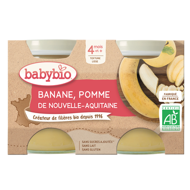 Purée de pomme banane, de 6 à 12 mois BABYBIO  2x130g