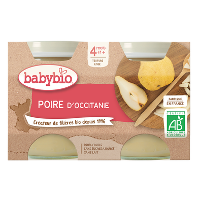 BABYBIO - Purée de poire, de 6 à 12 mois - 2x130g