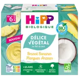 HIPP MES PREMIERS FRUITS - Délice végétal au lait de coco brassé bananes mangues ananas, de 6 à 12 mois - 4x100g