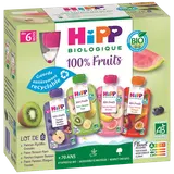 HIPP MES PREMIERS FRUITS - Purée de fruits et jus de fruits 4 variétésBio, de 6 à 12 mois - 8x90g