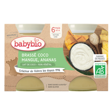BABYBIO - Brassé coco, mangue, pomme, de 6 à 12 mois - 2x130g