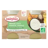 BABYBIO - Brassé coco, mangue, pomme, de 6 à 12 mois - 2x130g