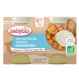 BABYBIO - Brassé brebis mangue au lait de brebis, de 6 à 12 mois - 2x130g
