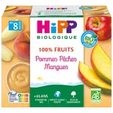 HIPP 100% FRUITS - Dessert bébé Pommes Pêches Mangues, dès 8 mois - 4x100g - Petits pots bébé