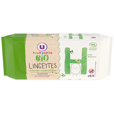 Lingettes bébé huile d'olive - x64