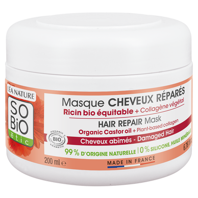 Masque SO BIO cheveux réparés ricin 200ml