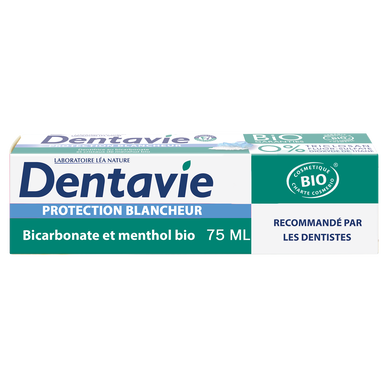 Dentifrice soin blancheur bio DENTAVIE, tube de 75ml