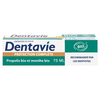 Dentifrice protection complète bio DENTAVIE, tube de 75ml