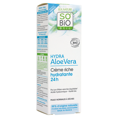Crème jour hydratante riche aloé vera pss SO BIO tube 50ml