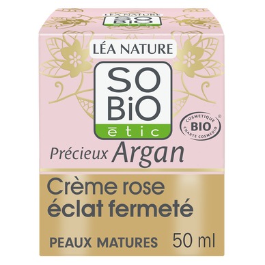 Crème visage rose éclat fermeté bio SO'BIO ETIC, 50ml