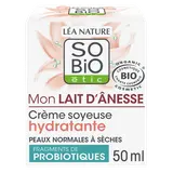 Crème hydratante visage soyeuse au lait d'ânesse tous types de peaux SO BIO,50ml