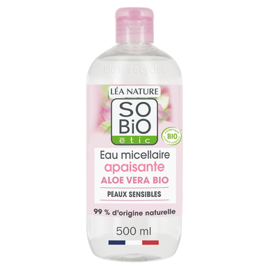 Eau micellaire 3en 1 aloé vera bio SO BIO, flacon de 500ml