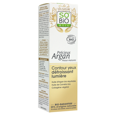 Soin yeux lumière revitalisant peaux matures précieux argan SOBIO, 15ml