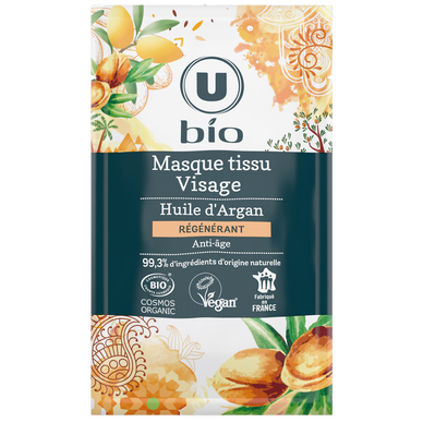 Masque visage tissu anti age argan, x1 unité