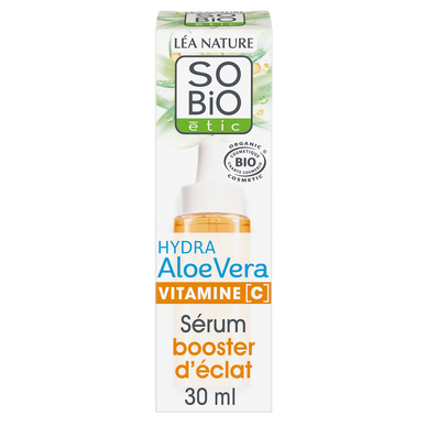 Sérum visage booster éclat hydratant 24H,Aloe Vera / Vitamine C SO BIO30ml