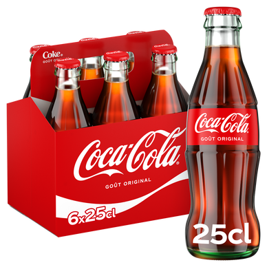 Soda COCA-COLA Original - Pack bouteilles en verre 6x25cl