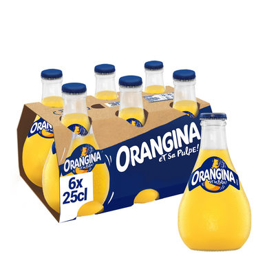 Soda à l'orange ORANGINA - le pack de 6 bouteilles de 25cl