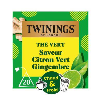 Thé vert au gingembre saveur citron vert TWININGS 32g