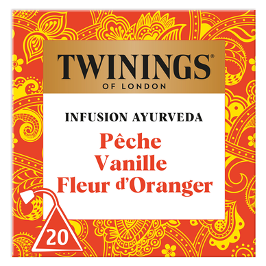Infusion Ayurveda pêche vanille fleur d'oranger TWININGS - 20 sachets