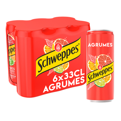 Soda saveur Agrumes SCHWEPPES - le pack de 6 canettes de 33cl