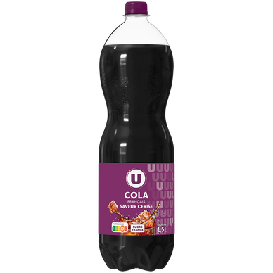 Boisson gazéifiée saveur cola et cerise avec sucre et édulcorant, - 1,5l
