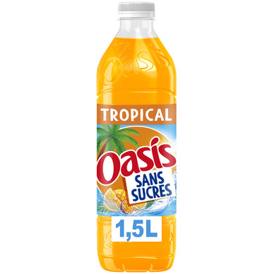 Boisson aux fruits Sans sucres Tropical OASIS - la bouteille de 1,5L