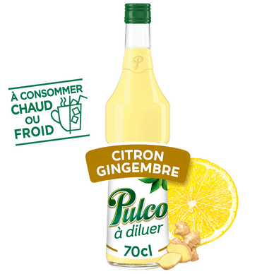 Boisson concentrée à diluer citron et gingembre PULCO - bouteille de 70cl