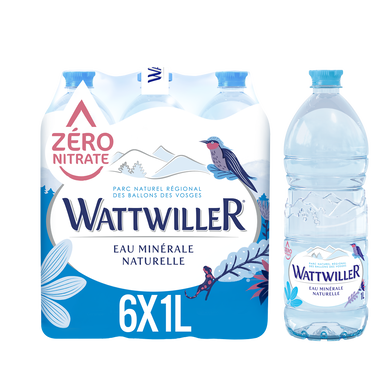 Eau minérale naturelle WATTWILLER, 6 bouteilles de 1l
