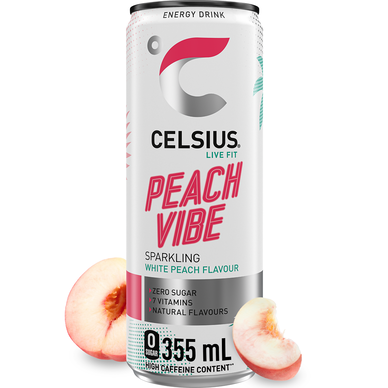 Boisson énergisante pétillante Pêche CELSIUS - canette 35,5cl