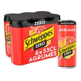 Soda Zero saveur Agrumes SCHWEPPES - le pack de 6 canettes de 33cl