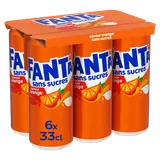 Soda Orange sans sucres FANTA - Pack canettes 6x33cl