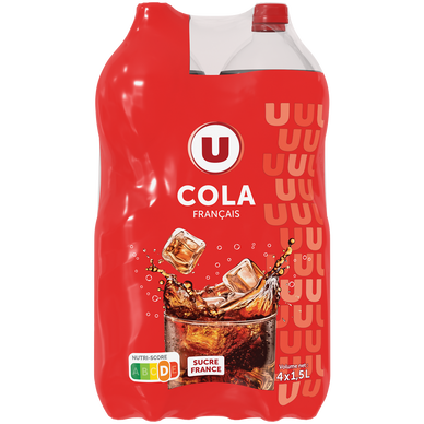 Boisson gazéifiée saveur cola avec sucre et édulcorant, 4x1,5L