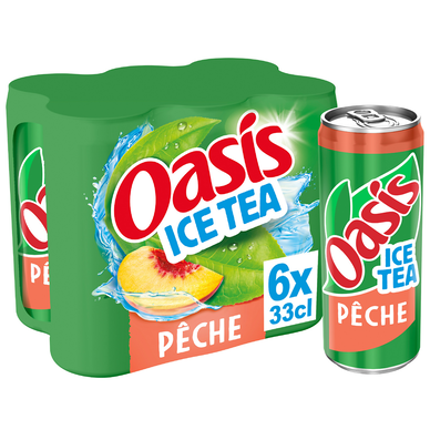 Thé glacé saveur Pêche OASIS ICE TEA - le pack de 6 canettes de 33cl