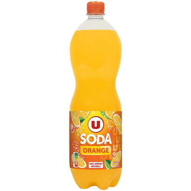 Boisson gazéifiée au jus d'orange à base de concentré avec sucre et édulcorant  1,5L