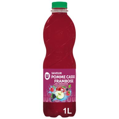 Boisson plate aux fruits pomme cassis et framboise  bouteille de 1l