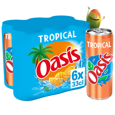 Boisson aux fruits Tropical OASIS - le pack de 6 canettes de 33cl