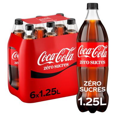 Soda COCA-COLA sans sucres - Pack bouteilles 6x1,25L