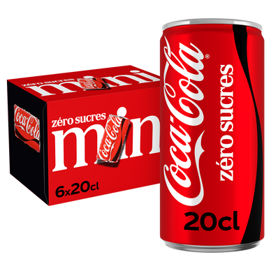 Soda sans sucres COCA-COLA - Pack mini canettes 6x20cl