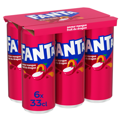 Soda Mangue Fruit du Dragon Canette FANTA - Pack canettes 6x33cl