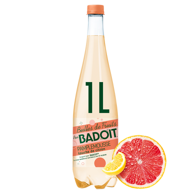 Eau gazeuse aromatisée pamplemousse/citron BADOIT BULLES DE FRUITS - 1l