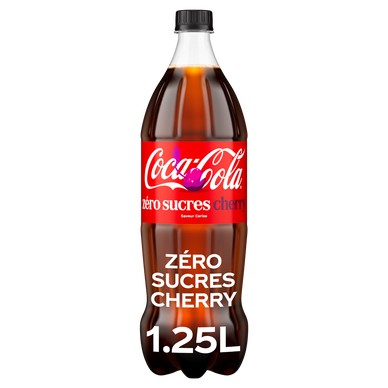 Soda Cerise Cherry sans sucre COCA-COLA - Bouteille 1,25L