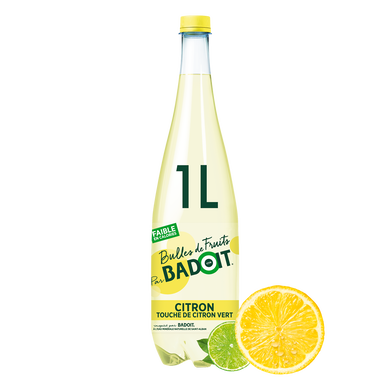 Eau gazeuse aromatisée citron/citron vert BADOIT BULLES DE FRUITS - 1l