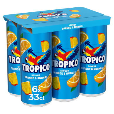 Boisson aux fruits Orange Ananas TROPICO - Pack canettes 6x33cl