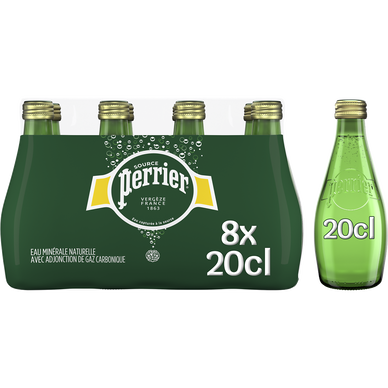 Eau minérale naturelle gazeuse PERRIER - 8x20cl