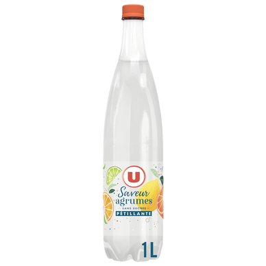 Boisson à base d'eau minérale naturelle gazéifiée saveur agrumes 1L