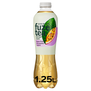 Boisson Thé Glacé Thé Vert Passion sans sucres FUZETEA - Bouteille 1,25L