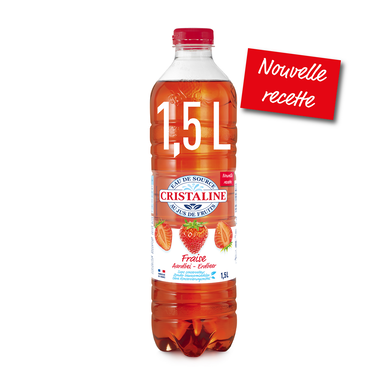 Eau aromatisée au jus de fruits fraise CRISTALINE 1,5 litre